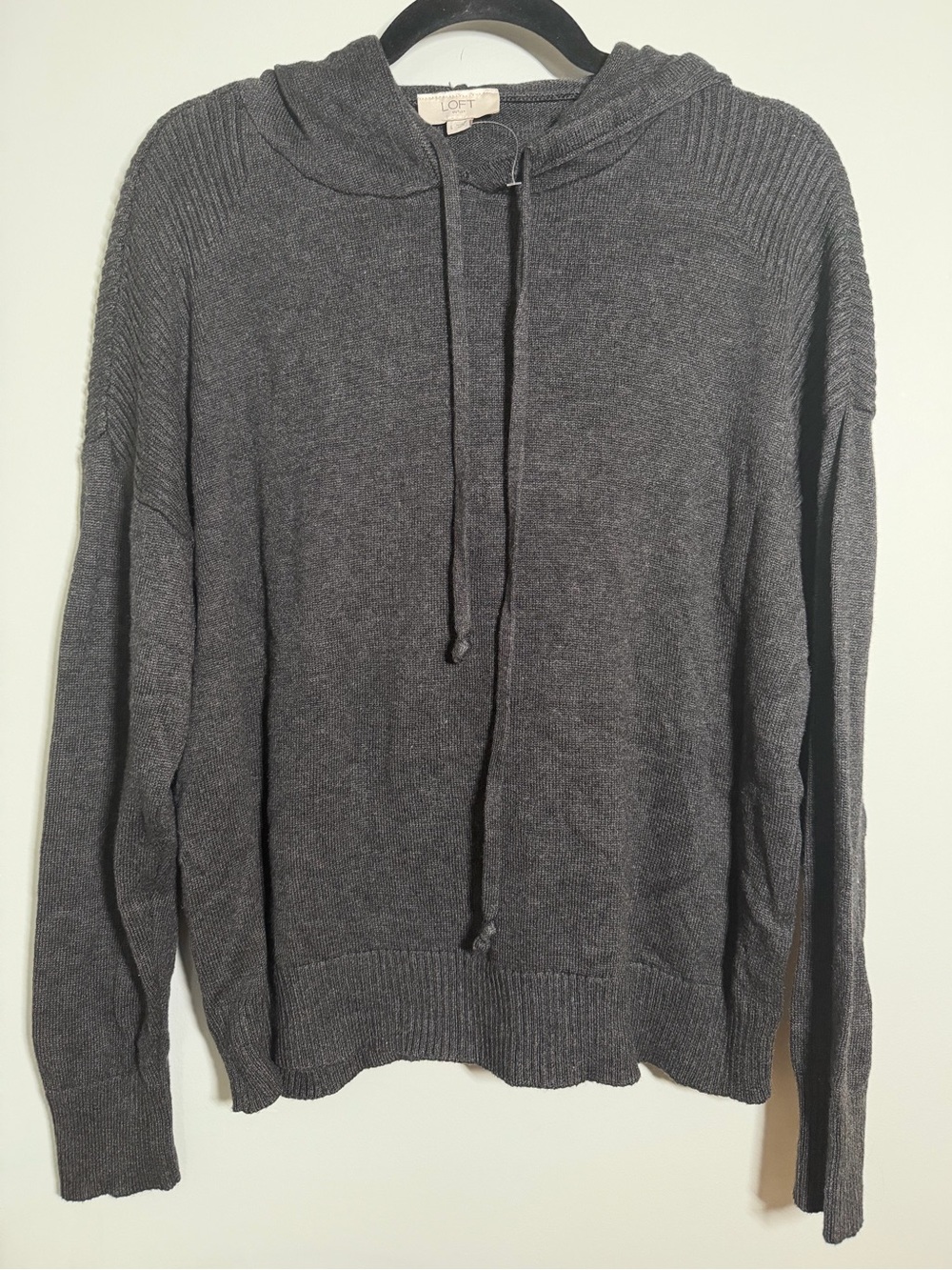 NWOT LOFT Women’s Charcoal Gray Crewneck Hoodie Sweater